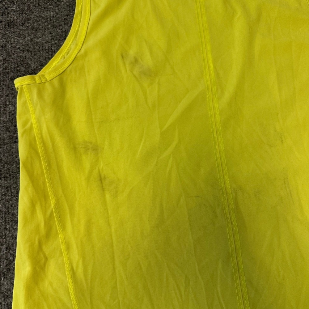 Lululemon Tank Top Womens Size 6 Neon Yellow Mesh Back Athletic Running Stained - Picture 4 of 7